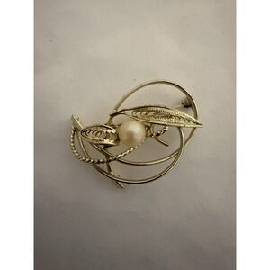 Unbranded Vintage Brooch Silver Tone Wire Wrapped Pearl‎ Jewelry Costume